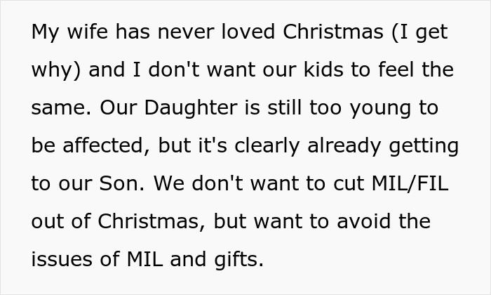 Text excerpt discussing family issues with Christmas gifts and avoiding problems related to grandma&rsquo;s holiday competitions.