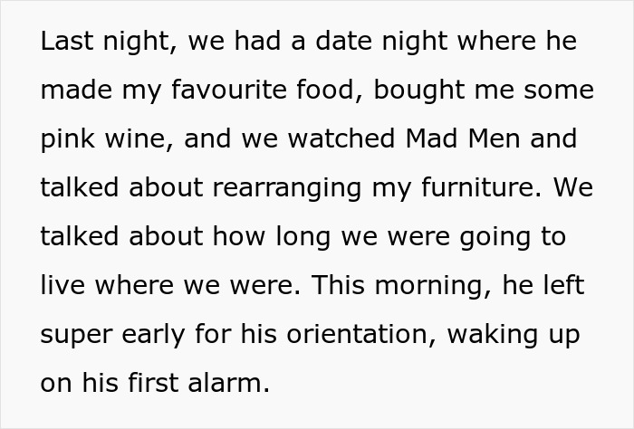 Text showing a woman shares a story about a date night before discovering her boyfriend built their relationship on lies.