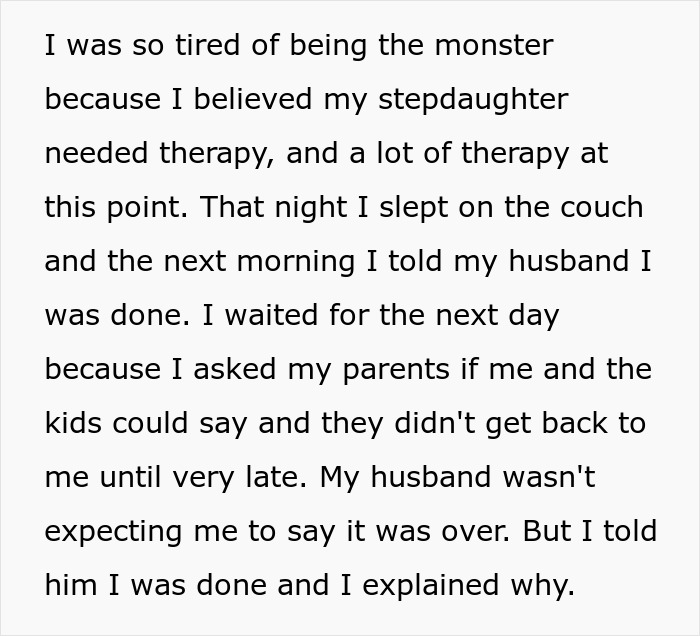 Woman overwhelmed by stepdaughter&rsquo;s behavior and in-laws&rsquo; comments, decides to leave husband after 8 years of marriage.