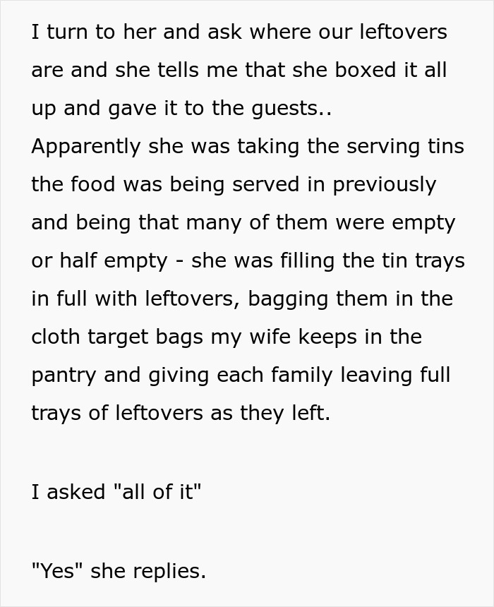 Couple hosting expensive Thanksgiving dinner surprised to find all leftovers gone after guests leave. Couple hosting expensive Thanksgiving dinner surprised to find all leftovers gone after guests leave.