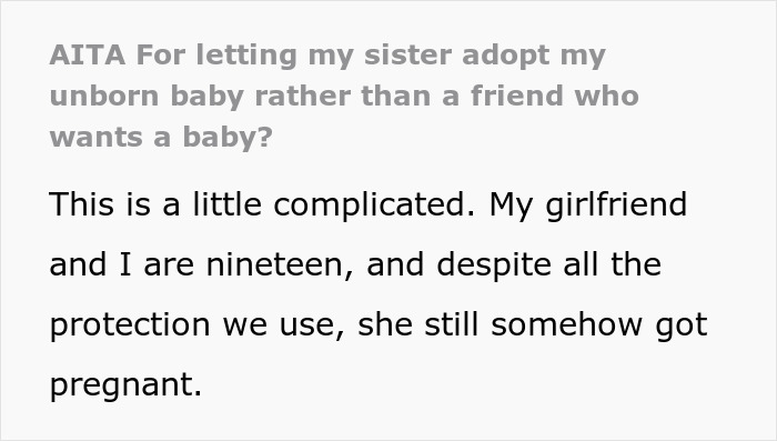 Text excerpt discussing a woman wanting her white baby adopted by a friend instead of his sister in a complicated situation.