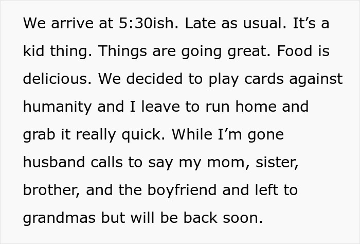 Text excerpt describing a woman feeling like she ruined Thanksgiving after family left dinner early and she blew up at them. Text excerpt describing a woman feeling like she ruined Thanksgiving after family left dinner early and she blew up at them.