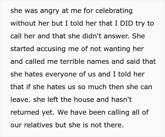 Text discussing a teen's hostility toward stepmom after a family conflict at dad's recent birthday party.