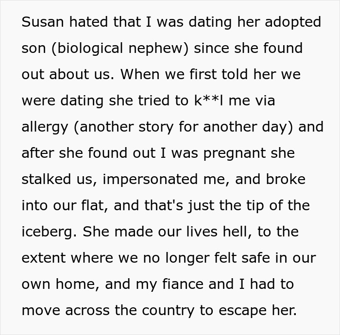 Text description of a revengeful daughter-in-law exposing unhinged MIL&rsquo;s actions leading to her job loss.