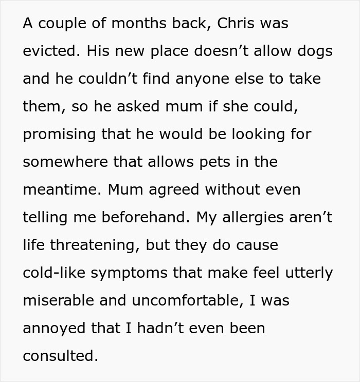 Text excerpt discussing family conflicts over childcare and living arrangements involving a 23-year-old moving out.