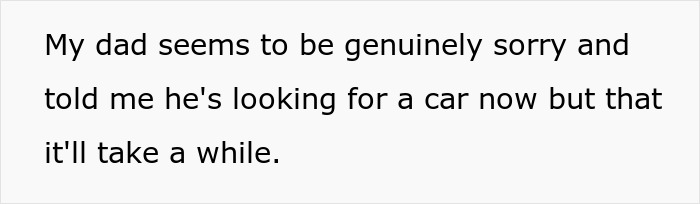 Text message screenshot showing a teen upset about dad gifting stepbro a car for Christmas, calling it favoritism.