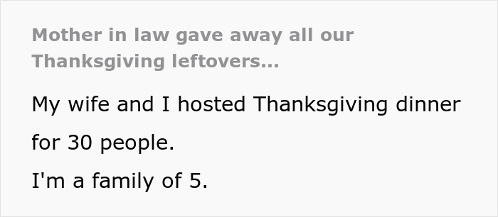Text about couple hosting expensive Thanksgiving dinner for 30 guests and losing the leftovers unexpectedly Text about couple hosting expensive Thanksgiving dinner for 30 guests and losing the leftovers unexpectedly