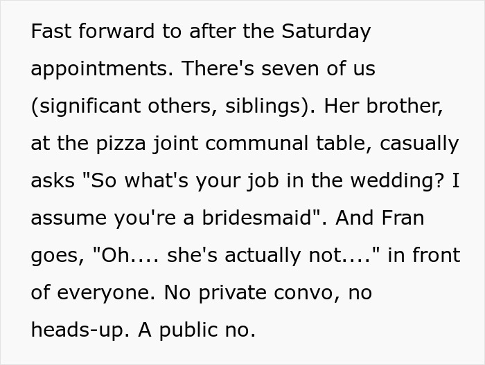Text describing a painful friendship wake-up call during a wedding dress shopping trip, highlighting emotional moments. Text describing a painful friendship wake-up call during a wedding dress shopping trip, highlighting emotional moments.