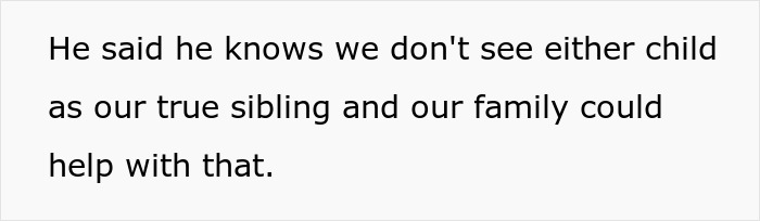 Text excerpt about family conflict showing a teen calling out a dad over late wife&rsquo;s family and new baby demands.