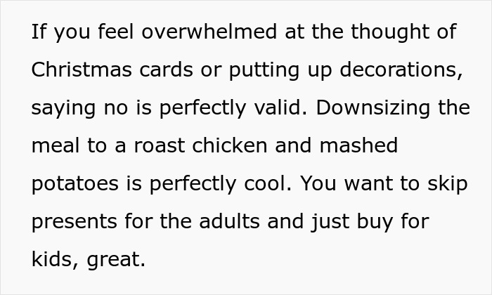 Text emphasizing moms doing all the labor during Christmas while adults claim feminism and leave the work to them.