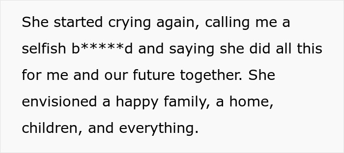 Text excerpt showing a man&rsquo;s struggle in his relationship as his girlfriend pressures him to lie about his career.