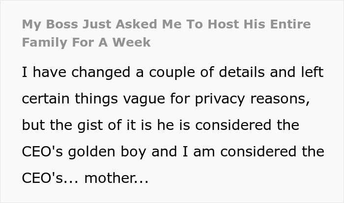 Person surprised and stressed after boss asked to host entire family at home for a week, dealing with unexpected family visit. Person surprised and stressed after boss asked to host entire family at home for a week, dealing with unexpected family visit.