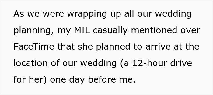 Text excerpt from a mil demanding wedding venue changes and causing plans to be stuck in a storm.