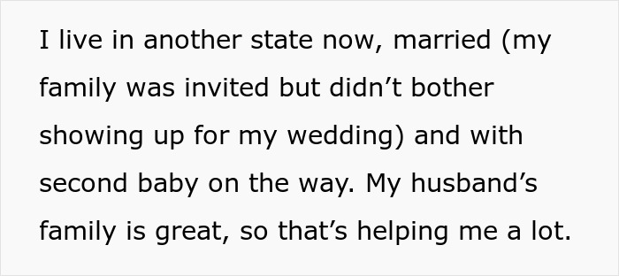 Text excerpt about family struggles and support from husband&rsquo;s family, relating to gay bro treating sis like dirt scenario.