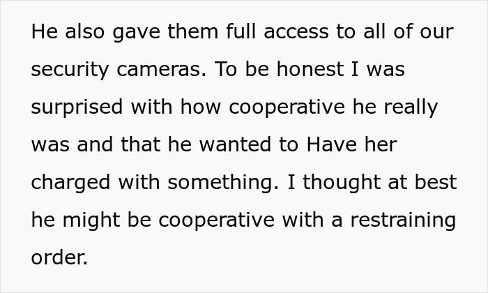 Text excerpt discussing cooperation and taking legal action with a restraining order after marriage issues with MIL.