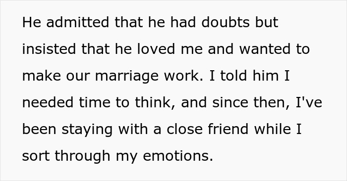 Bride coping with emotions after groom's unexpected revelations leads to couple split at altar, seeking support from close friend. Bride coping with emotions after groom's unexpected revelations leads to couple split at altar, seeking support from close friend.