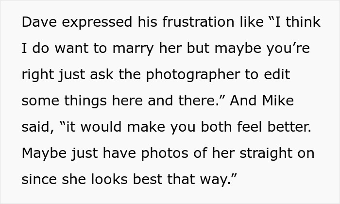 Text message conversation revealing fianc&eacute;&rsquo;s concerns about wedding photos and appearance worries before the event.