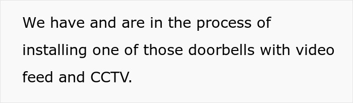 Text about installing a doorbell with video feed and CCTV, related to unhinged MIL and revengeful DIL promotion conflict.