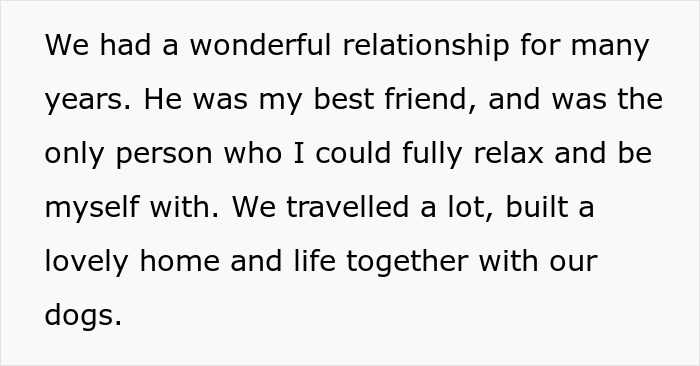 Text about a woman reflecting on a past relationship and getting a reality check after regretting a divorce.