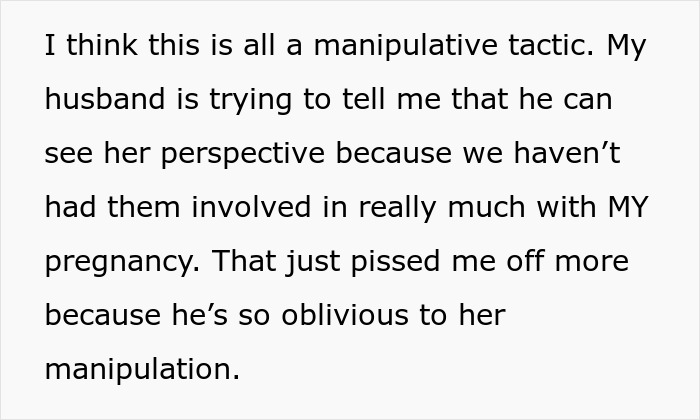 Alt text: Wife feels husband won&rsquo;t stand up to his mother&rsquo;s manipulative tactics using the Jesus card during her pregnancy.