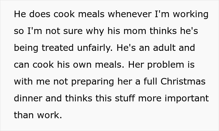 Text excerpt about woman reheating pizza leftovers for MIL when she shows up unannounced for Christmas, causing conflict.