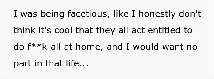 Text discussing frustration with entitlement to do nothing at home, highlighting office potluck store bought dessert drama.