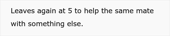 Text message on a white background reading Leaves again at 5 to help the same mate, reflecting couple&rsquo;s first free Saturday tensions.