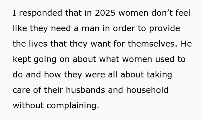 Text discussing a toxic man venting about traditional wives and arguing about women&rsquo;s changing roles in 2025.