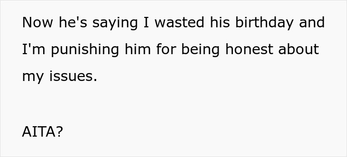 Text excerpt showing a message about relationship conflict related to a canceled Hawaii trip and spending to prove herself.