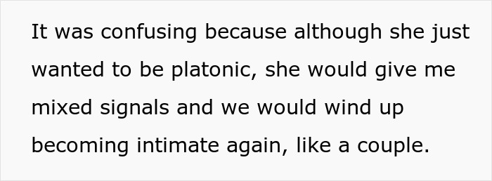 Text excerpt from a woman explaining confusion in a relationship due to mixed signals and intimacy struggles.