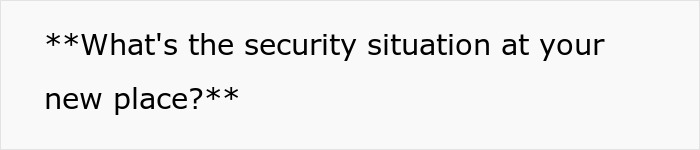 Text message on screen asking about security situation at new place, relating to unhinged MIL losing job and revengeful DIL.