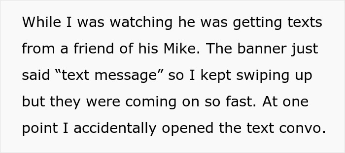 Screenshot of a woman reading secret texts from fianc&eacute; complaining about her appearance and worried about wedding photos.