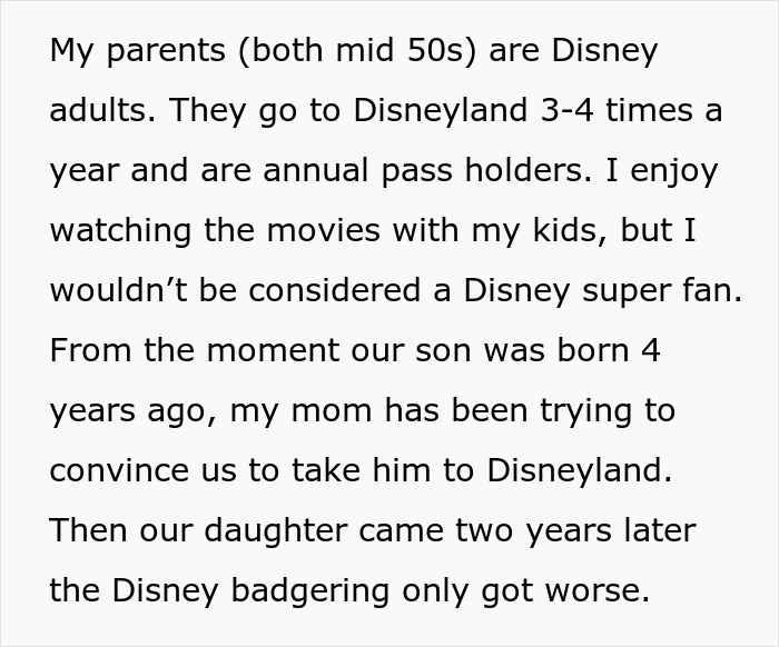 Mother forces her Disney dream on family, daughter feels the gift brings debt and guilt from constant Disneyland visits. Mother forces her Disney dream on family, daughter feels the gift brings debt and guilt from constant Disneyland visits.