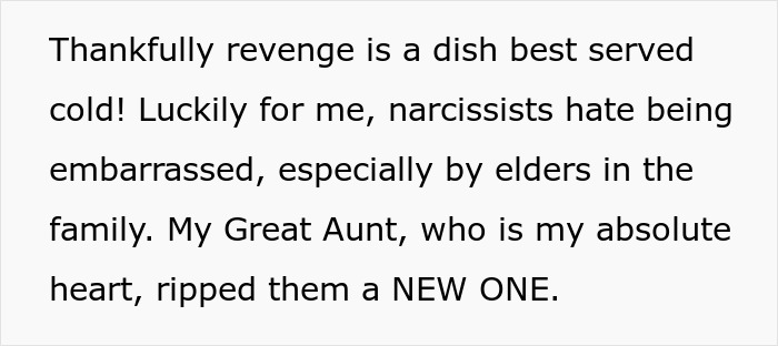 Text excerpt about bride’s parents throwing tantrums and great aunt confronting them during wedding drama. Text excerpt about bride’s parents throwing tantrums and great aunt confronting them during wedding drama.