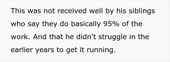 Text excerpt about siblings disputing their contributions to a craft business started by half-brothers. Text excerpt about siblings disputing their contributions to a craft business started by half-brothers.