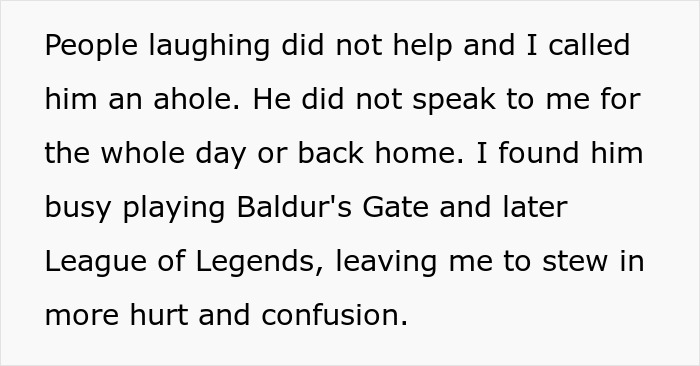 Person reading text about being given a racist gift, feeling hurt and ignored as partner plays games.
