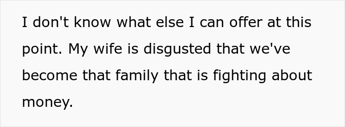 Text on white background stating a man upset over not receiving craft skills from his dad while half-brothers start a business. Text on white background stating a man upset over not receiving craft skills from his dad while half-brothers start a business.