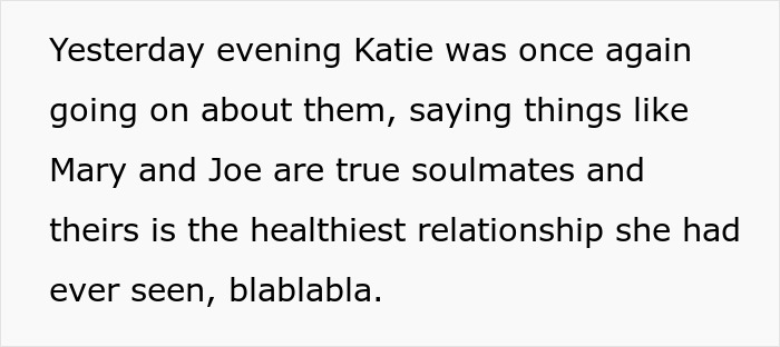 Text excerpt showing a bf upset gf obsessed couple with dialogue about soulmates and healthy relationships.