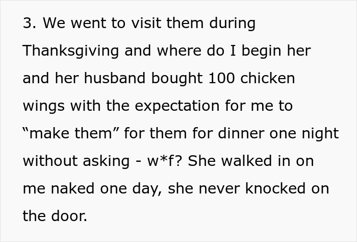 Alt text: Text excerpt describing a wife&rsquo;s frustration as her husband won&rsquo;t stand up to his mother during family visits and events.