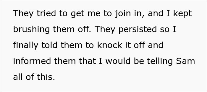 Text excerpt explaining a girl resisting her immature guy and his friends testing her loyalty in a challenging situation.