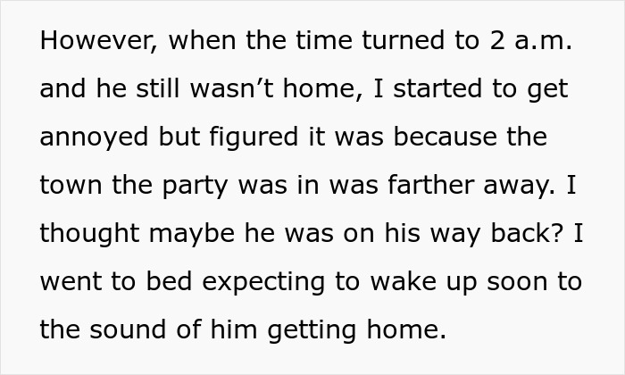 Text describing a woman rethinking her relationship after her boyfriend leaves her with a newborn to party for over 18 hours.