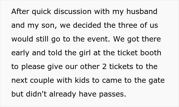 Text excerpt showing a grandma’s savage holiday clapback involving entitled ex-daughter-in-law and family event tickets. Text excerpt showing a grandma’s savage holiday clapback involving entitled ex-daughter-in-law and family event tickets.