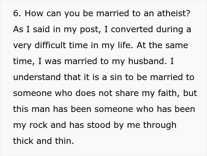 Text excerpt discussing challenges of interfaith marriage and personal faith during difficult times.