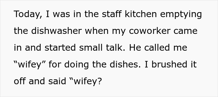 Text excerpt from coworker conversation about being told to stay home and birth babies, feeling conflicted about reporting. Text excerpt from coworker conversation about being told to stay home and birth babies, feeling conflicted about reporting.