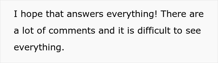 Text image with a statement about addressing comments and difficulties in seeing everything clearly.