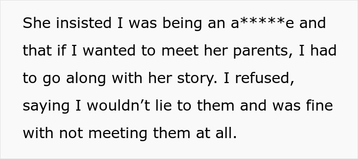 Man wonders if his relationship is doomed after girlfriend pressures him to lie about his career and meet her parents.