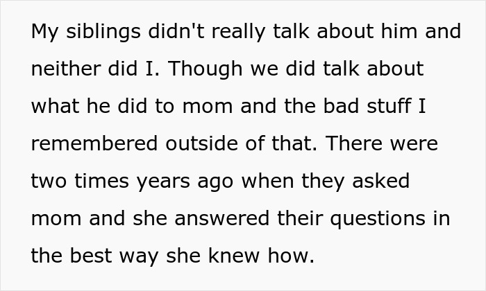 Text excerpt from a personal story where siblings discuss a surprise plan and family dynamics revealed.