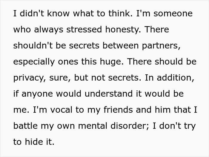 Text about a woman emphasizing honesty in relationships after finding out her boyfriend built their relationship on lies.