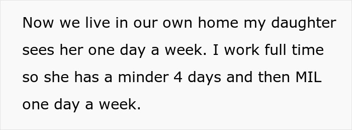 Text about a mother balancing work and childcare with a toddler and help from MIL one day a week.