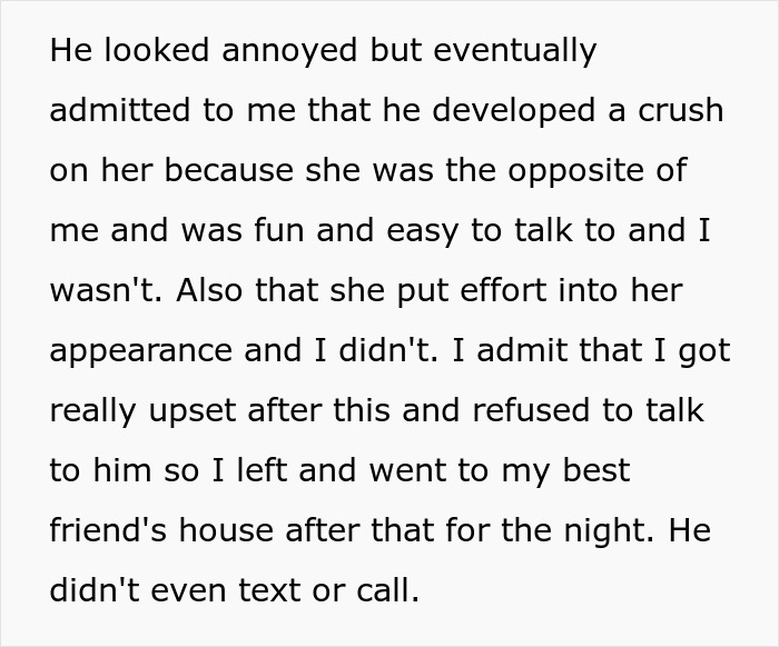 Text excerpt describing a man developing a crush on a girl at work who is just being nice, causing relationship issues.
